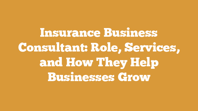 Insurance Business Consultant: Role, Services, and How They Help Businesses Grow